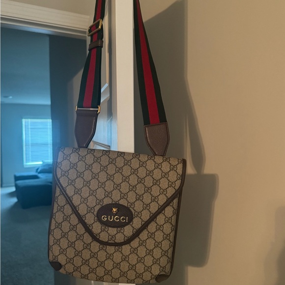 Gucci Beige and Brown Messenger Bag